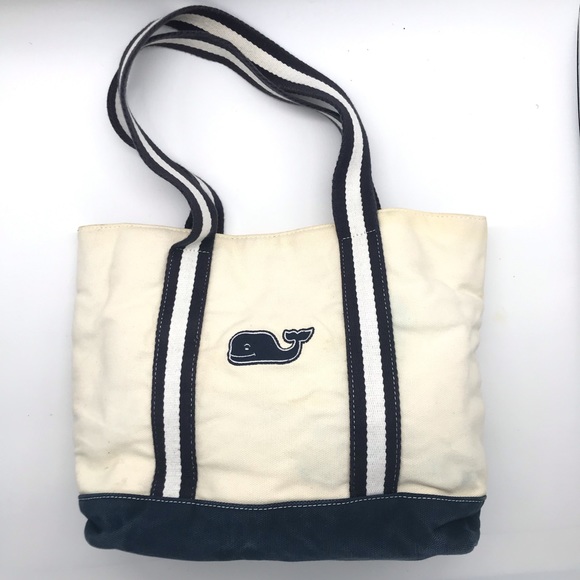 Vineyard Vines Handbags - Bag Whale Blue and Cream Canvas Tote